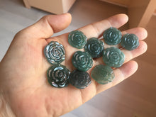Load image into Gallery viewer, 100% Natural type A icy watery blue green gray Guatemala jadeite Rose Pendant group BP181
