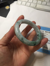 Load image into Gallery viewer, 55.5mm Certified Type A 100% Natural light green purple with floating flowers Jadeite bangle AY129-6645
