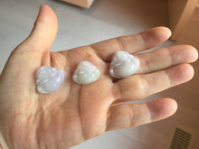 Load image into Gallery viewer, 100% Natural type A light purple white happy Buddha jadeite pendant BP182
