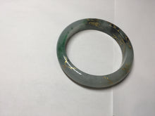 Load image into Gallery viewer, 54.2mm certified 100% natural Type A sunny green gray carved and golden-painted round cut jadeite jade bangle PJ66
