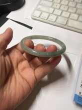 Load image into Gallery viewer, 54.5mm Certified type A 100% Natural light green gray black slim round cut Jadeite bangle PA198-2454
