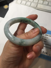 Load image into Gallery viewer, 55.5mm Certified Type A 100% Natural light green purple with floating flowers Jadeite bangle AY129-6645
