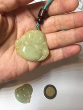 Load image into Gallery viewer, 100% Natural type A yellow green happy buddha jadeite Jade pendant AX159
