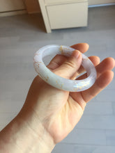 Load image into Gallery viewer, 57m Type A 100% Natural light purple white carved branches and flowers and golden-painted jadeite jade bangle BH132
