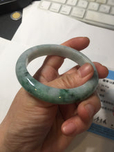 Load image into Gallery viewer, 55.5mm Certified Type A 100% Natural light green purple with floating flowers Jadeite bangle AY129-6645
