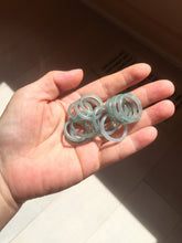Load image into Gallery viewer, Size 2 1/2- 9 3/4 100% natural type A icy watery light green blue gray slim Guatemala jadeite jade band ring group PH234 Add on item
