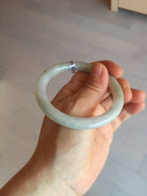 Load image into Gallery viewer, 54.5mm certified 100% natural type A icy watery white/gray round cut jadeite jade bangle BL9-9888
