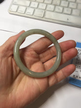 Load image into Gallery viewer, 54.4mm Certified type A 100% Natural light green gray black slim round cut Jadeite bangle PA199-2453
