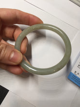 Load image into Gallery viewer, 54.4mm Certified type A 100% Natural light green gray black slim round cut Jadeite bangle PA199-2453
