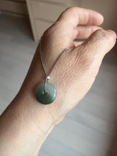 Load image into Gallery viewer, 9.5-17mm Type A 100% Natural icy watery oily dark green gray black(油青)  Jadeite Jade Safety Guardian Button donuts Pendant group AU80 add on item
