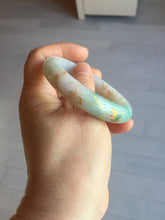 Load image into Gallery viewer, 52mm 100% natural Type A sunny green pink carved and golden-painted jadeite jade bangle PH201
