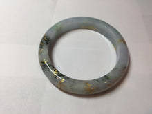 Load image into Gallery viewer, 57.5mm 100% Natural type A green purple white carved flowers and golden-painted Jadeite Jade bangle PB282
