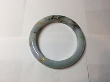 Load image into Gallery viewer, 57.5mm 100% Natural type A green purple white carved flowers and golden-painted Jadeite Jade bangle PB282
