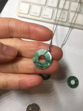 Load image into Gallery viewer, 16.3mm Type A 100% Natural sunny green Jadeite Safety Guardian Button donuts pendant PF52
