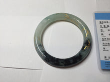 Load image into Gallery viewer, 58mm 100% Natural type A icy watery green dark carved flowers golden-painted round cut Jadeite Jade bangle PH73-5858
