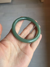 Load image into Gallery viewer, 56mm Certified 100% natural Type A oily dark green/ gray (老油青) round cut jadeite jade bangle PD115
