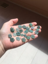 Load image into Gallery viewer, 100% Natural type A icy watery blue green gray Guatemala jadeite Forget-Me-Not(勿忘我) Flower Pendant group BP180
