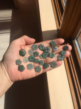 Load image into Gallery viewer, 100% Natural type A icy watery blue green gray Guatemala jadeite Forget-Me-Not(勿忘我) Flower Pendant group BP180
