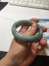 Load image into Gallery viewer, 54mm certified 100% natural Type A green white with green floating flowers chubby jadeite bangle PB245-9551
