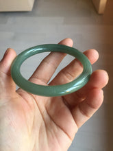 Load image into Gallery viewer, 56mm Certified 100% natural Type A oily dark green/ gray (老油青) round cut jadeite jade bangle PD115
