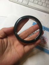 Load image into Gallery viewer, 55.5mm Certified Type A 100% Natural deep sea green/blue/gray/white Guatemala Jadeite bangle PC24-8528
