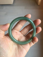 Load image into Gallery viewer, 56mm Certified 100% natural Type A oily dark green/ gray (老油青) round cut jadeite jade bangle PD115
