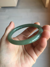Load image into Gallery viewer, 56mm Certified 100% natural Type A oily dark green/ gray (老油青) round cut jadeite jade bangle PD115

