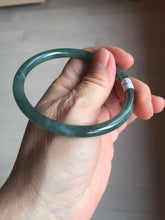 Load image into Gallery viewer, 58.5mm Certified Type A 100% Natural dark green/blue/gray with Guatemala slim round cut Jadeite bangle PE64-1472
