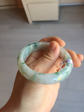 Load image into Gallery viewer, 51.2mm Certified  Type A 100% Natural light green carved branches and flowers and golden-painted jadeite jade bangle BH123-6069
