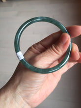 Load image into Gallery viewer, 58.5mm Certified Type A 100% Natural dark green/blue/gray with Guatemala slim round cut Jadeite bangle PE64-1472
