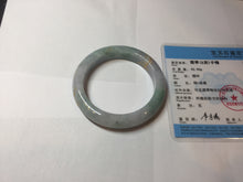 Load image into Gallery viewer, 55.8mm 100% Natural type A green purple white carved flowers and golden-painted Jadeite Jade bangle PB283-0262

