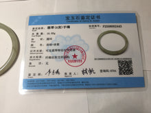 Load image into Gallery viewer, 54.5mm Certified type A 100% Natural light green gray black slim round cut Jadeite bangle PA201-2443
