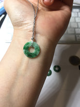 Load image into Gallery viewer, 16.3mm Type A 100% Natural sunny green Jadeite Safety Guardian Button donuts pendant PF52
