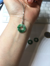 Load image into Gallery viewer, 16.3mm Type A 100% Natural sunny green Jadeite Safety Guardian Button donuts pendant PF52
