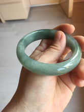 Load image into Gallery viewer, 56.8mm Certified 100% natural Type A oily dark green/ gray (老油青) jadeite jade bangle PD114
