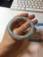 Load image into Gallery viewer, 55.8mm 100% Natural type A green purple white carved flowers and golden-painted Jadeite Jade bangle PB283-0262
