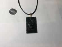 Load image into Gallery viewer, Type A 100% Natural dark green/blue/black Guatemala Jadeite hand/flower The World in a Single Bloom (一花一世界) Safe and sound rectangle pendant PF53
