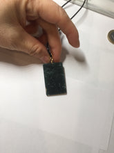 Load image into Gallery viewer, Type A 100% Natural dark green/blue/black Guatemala Jadeite hand/flower The World in a Single Bloom (一花一世界) Safe and sound rectangle pendant PF53
