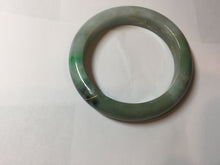 Load image into Gallery viewer, 55mm 100% Natural type A sunny green gray black carved flowers and golden-painted Jadeite Jade bangle PB284
