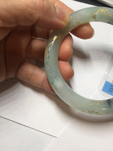 Load image into Gallery viewer, 58mm 100% Natural type A icy watery green dark carved flowers golden-painted round cut Jadeite Jade bangle PH73-5858
