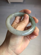 Load image into Gallery viewer, 55.3mm certified type A 100% Natural light green dark green gray(淡油青) black jadeite jade bangle BS152-0491
