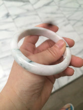 Load image into Gallery viewer, 59.4mm Certificated Type A 100% Natural White purple with green floating flowers Jadeite Jade bangle G110-1-9523
