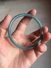 Load image into Gallery viewer, 57.2mm Certified Type A 100% Natural dark green/blue/gray with Guatemala slim round cut Jadeite bangle PE63-7018

