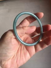 Load image into Gallery viewer, 57.2mm Certified Type A 100% Natural dark green/blue/gray with Guatemala slim round cut Jadeite bangle PE63-7018

