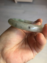 Load image into Gallery viewer, 55.3mm certified type A 100% Natural light green dark green gray(淡油青) black jadeite jade bangle BS152-0491
