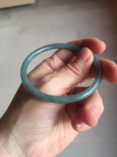 Load image into Gallery viewer, 57.2mm Certified Type A 100% Natural dark green/blue/gray with Guatemala slim round cut Jadeite bangle PE63-7018
