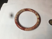 Load image into Gallery viewer, 61.7mm 100% natural red/pink slim round cut red jasper stone bangle SY30
