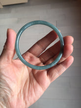 Load image into Gallery viewer, 57.2mm Certified Type A 100% Natural dark green/blue/gray with Guatemala slim round cut Jadeite bangle PE63-7018
