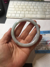 Load image into Gallery viewer, 59.2mm certified Type A 100% Natural dark green gray light purple with brown flying dandelions slim round cut Jadeite Jade bangle PH220-3236
