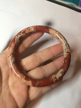 Load image into Gallery viewer, 61.7mm 100% natural red/pink slim round cut red jasper stone bangle SY30
